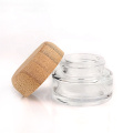 cosmetic skincare packaging supplier 25ml clear round glass cream cosmetic jar with bamboo lid